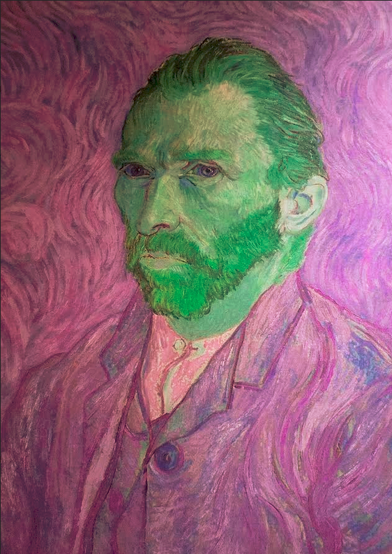 eine Van Gogh Portrait in Lila und Grün